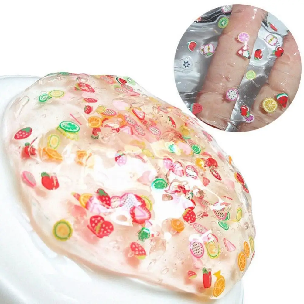 Paleta de barro m&aacute;gico transparente para adultos, juguete de descompresi&oacute;n para aliviar el estr&eacute;s, ensalada de frutas en rodajas, Slime-0