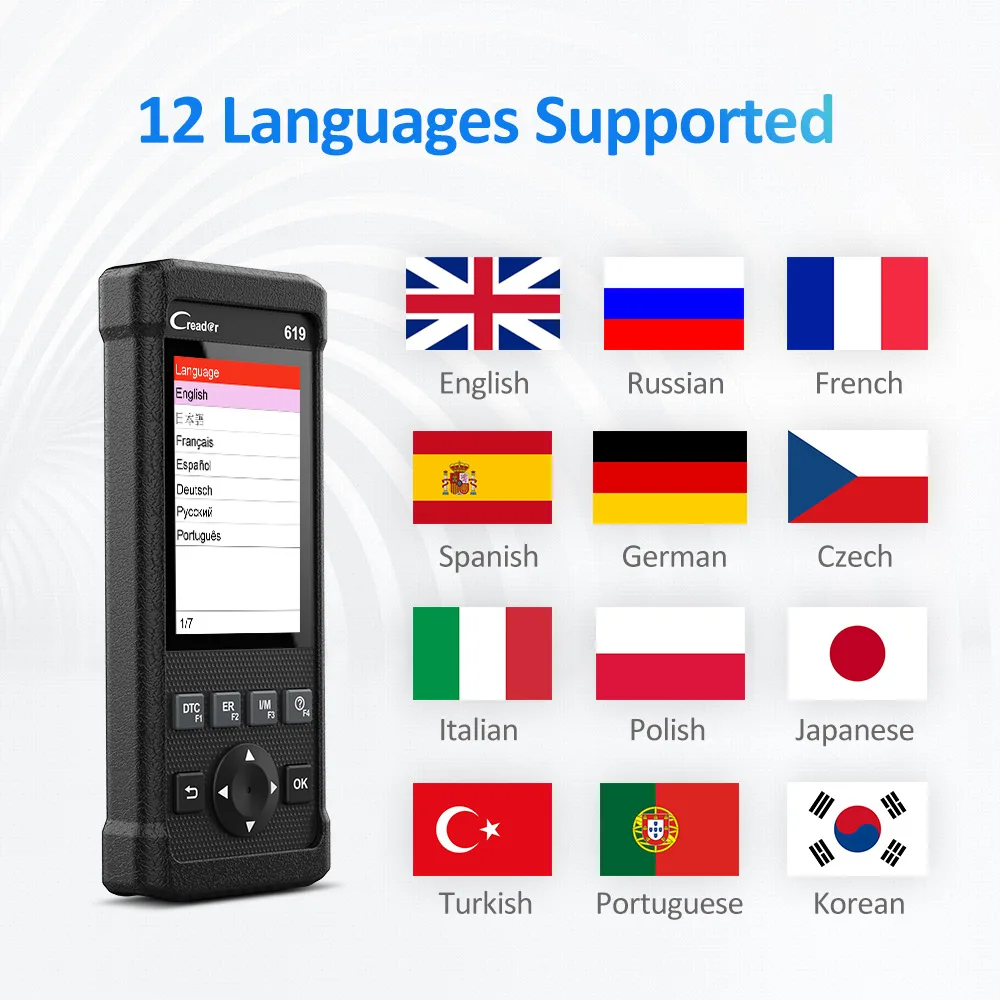 Launch X431 CR619 OBD2 сканер ABS подушка безопасности для двигателя авто диагностические
