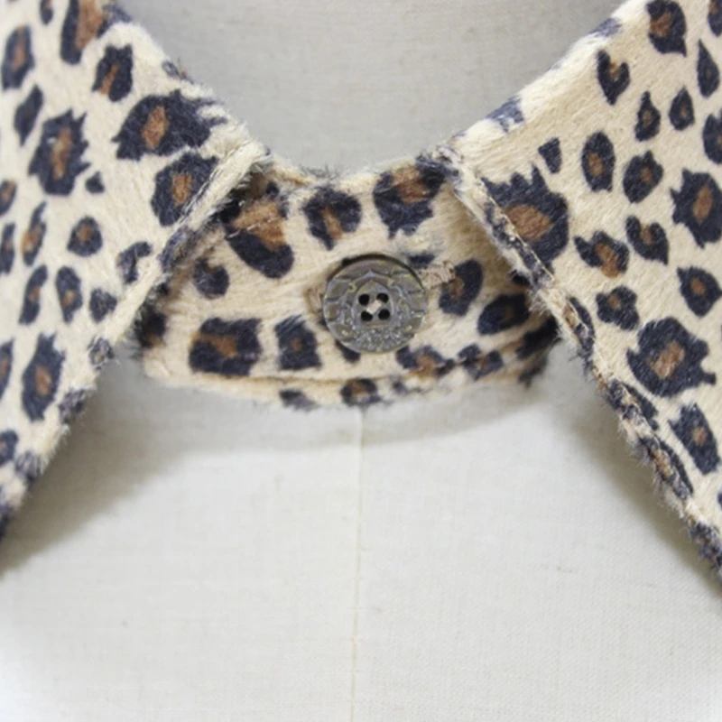 

Women Fuzzy Detachable False Fake Collar Vintage Leopard Animal Print Lapel Choker Necklace Decorative Blouse Accessory