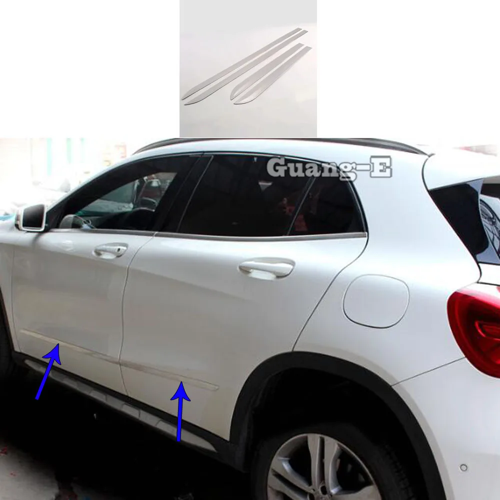

Для Mercedes Benz GLA 2015 2016 2017 2018 2019 автомобилей детектор Нержавеющая сталь боковой двери палочки полоски под давлением бампер