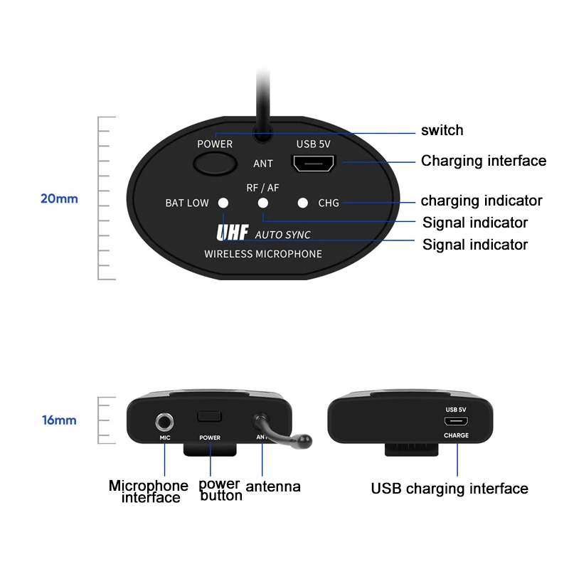 UHF Беспроводная микрофонная система мини-гарнитура микрофон с бодипаком