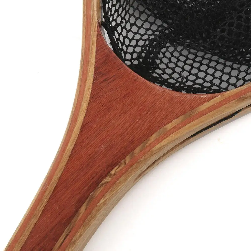 

Fly Fishing Wooden Net Handle Landing Soft Rubber Mesh Trout Fish Catch And Release Fishing Net Black