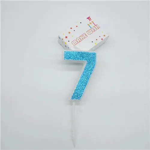blue 7 Свечи для торта «Happy Birtday» с цифрами 0, 1, 2, 3, 4, 5, 6, 7, 8, 9 синих цветов, свечи для маленьких девочек и мальчиков на день рождения, декоративные принадлежности - Цвет: blue 7