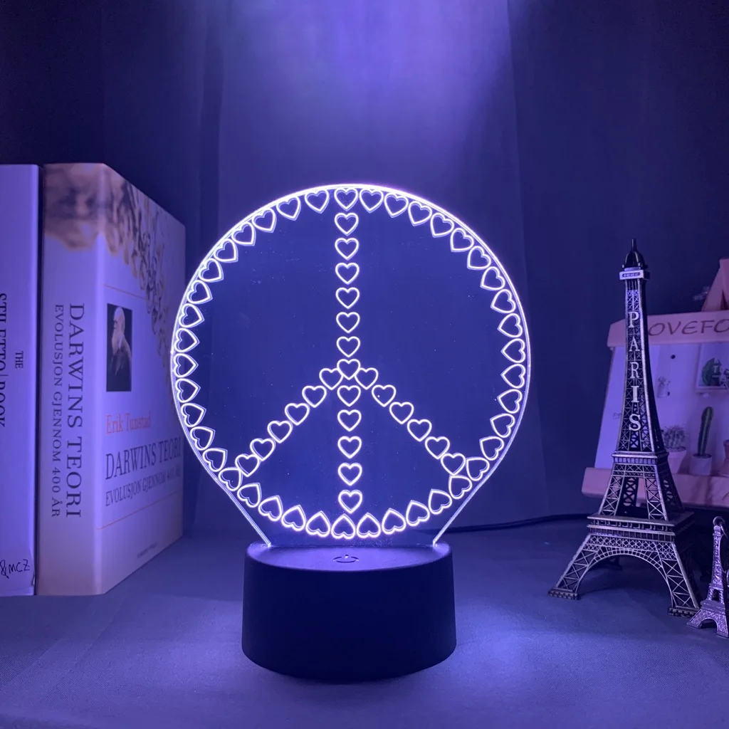 Акриловая Ночная лампа с символами мира для украшения дома Ночной светильник