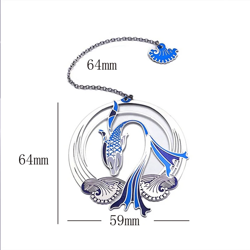 

Chinese Style Retro Koi Fish Metal Bookmark Pendant Hollow Bookmark Book Pagination Mark School Office Stationery Supply Gifts
