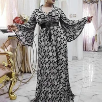 african ethnic long dress women 2021 vintage elegant letter print color block fashion long sleeves maxi dresses robe femme