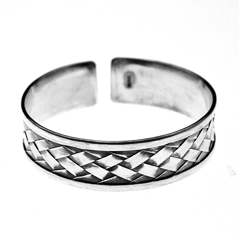 

EarringEarring999 Pure Silver Twisted Bangles Mens Sterling Silver Bracelet Man Cuff BangleRings