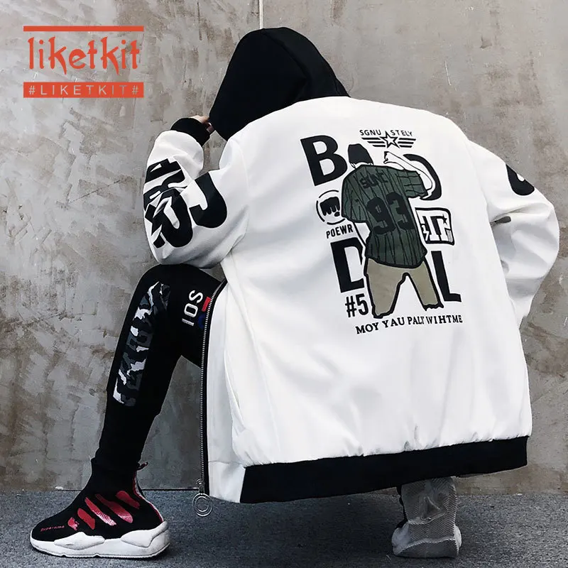Liketkit мужские куртки и пальто осень 2019 повседневные Хип Хоп негабаритных с