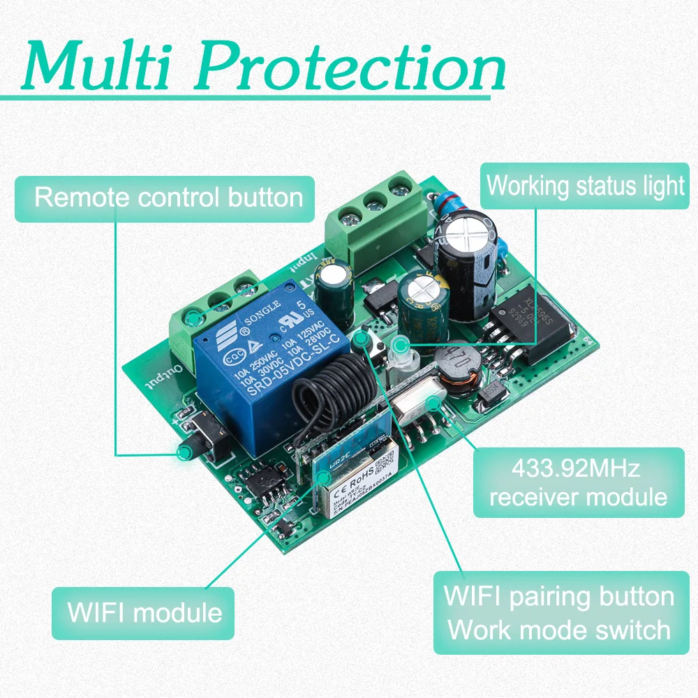 KTNNKG Smart Life APP upgrade 433 МГц DC7-36V10A 1 банда проводки Бесплатный WIFI Пульт дистанционного
