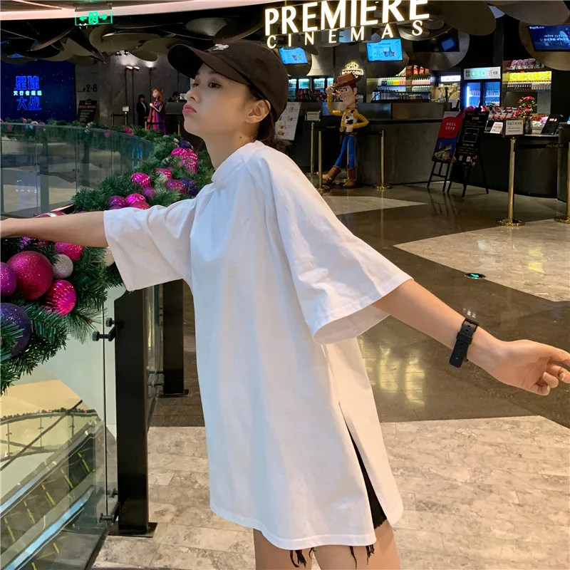 Черно белая хлопковая футболка с коротким рукавом для женщин Новинка лета 2021