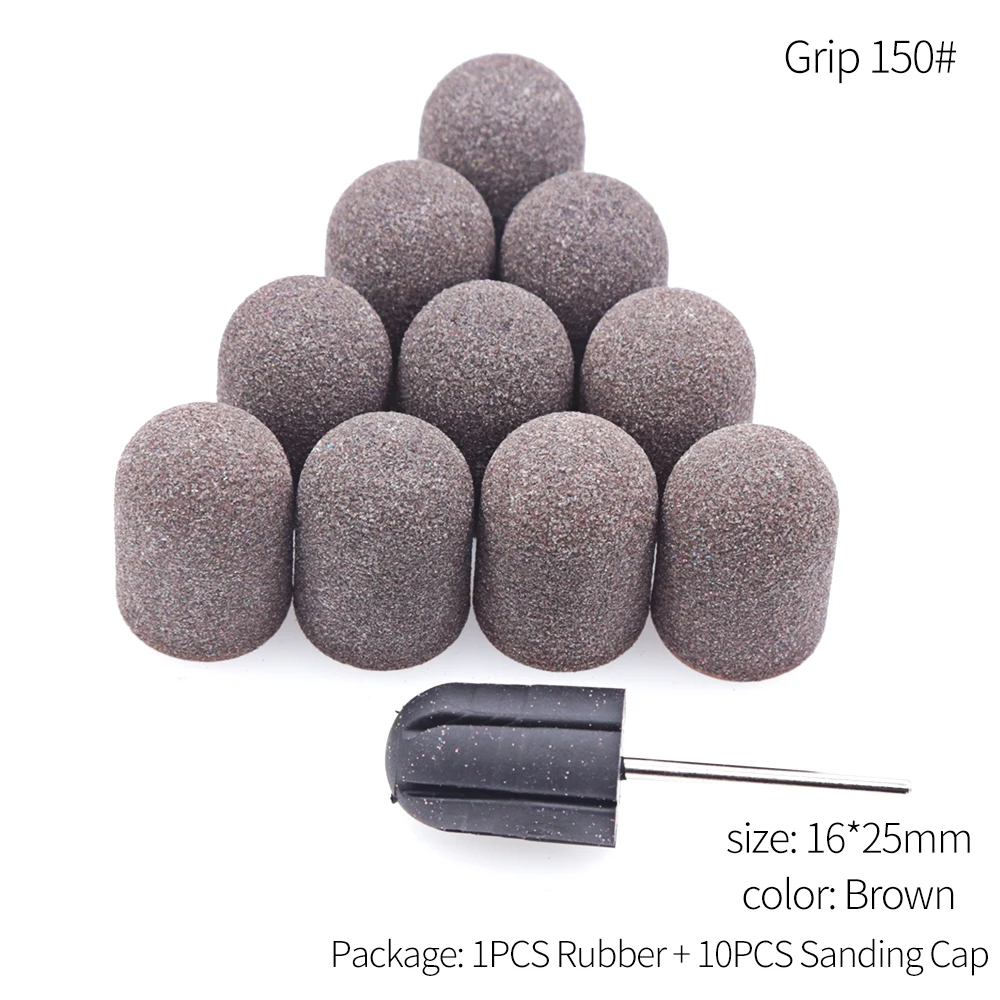 T10P16Br15 10PCS 150# 13*19 16*25 Nail Drill Sanding Band Cap Mandrel Cutter For Manicure Set Nozzle for Pedicure Sanding Band for Pedicure - Color: T10P16Br15