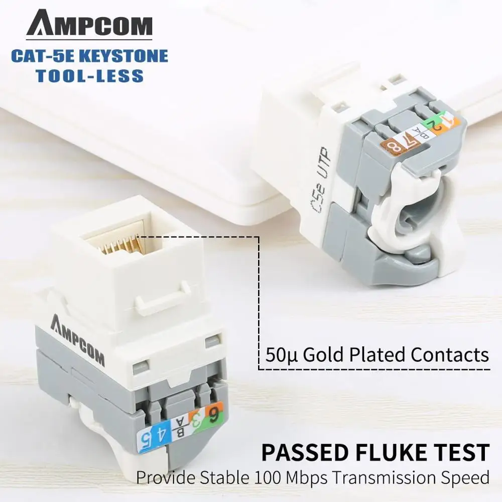 AMPCOM 10 Pack CAT5e RJ45 инструмент без ключа пробойника требуемый Модуль UTP разъем