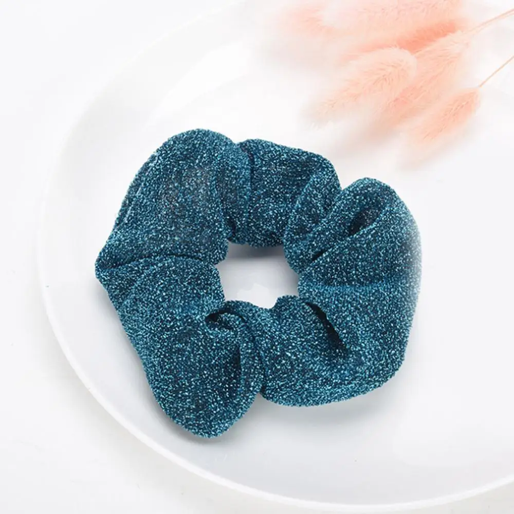 18-Blue Блестящие резинки для волос эластичная блестящая резинка для волос для женщин девочек розовый Золотой цветной хвост держатель для волос Галстуки аксессуары тросы - Цвет: 18-Blue
