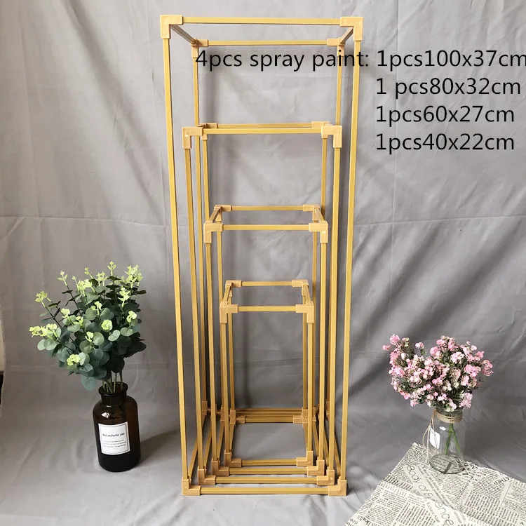 4pcs gold 4 шт. Свадебный Настольный центр ваза напольная ваза покрытие процесс металлическая дорога ведущая рамка вечерние украшения - Цвет: 4pcs gold