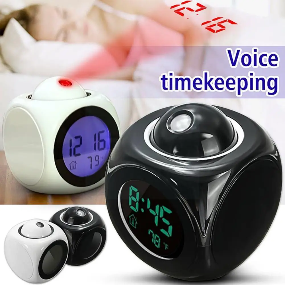 

Digital LCD Projector Alarm Clock Voice LED Temperature Multifunctional Clock Temperature A0T4