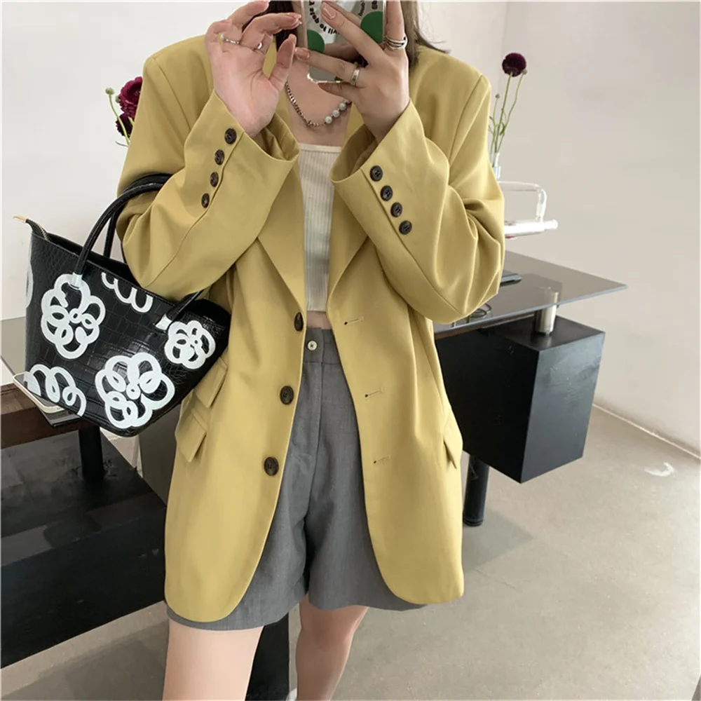 Женский блейзер HziriP однотонный шикарный топ для офиса осенняя уличная одежда в