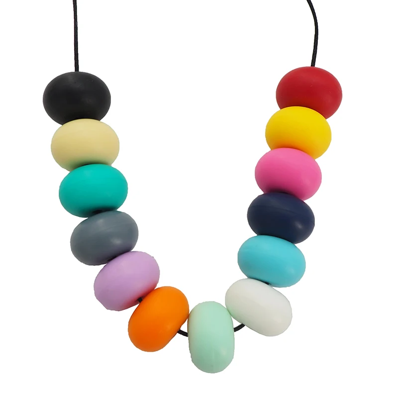 Chenkai-chupete sensorial de dentici&oacute;n para beb&eacute;, collar de lactancia infantil, sin BPA, cuentas de silicona de 23x15MM, 10 piezas, regalos de joyer&iacute;a-1