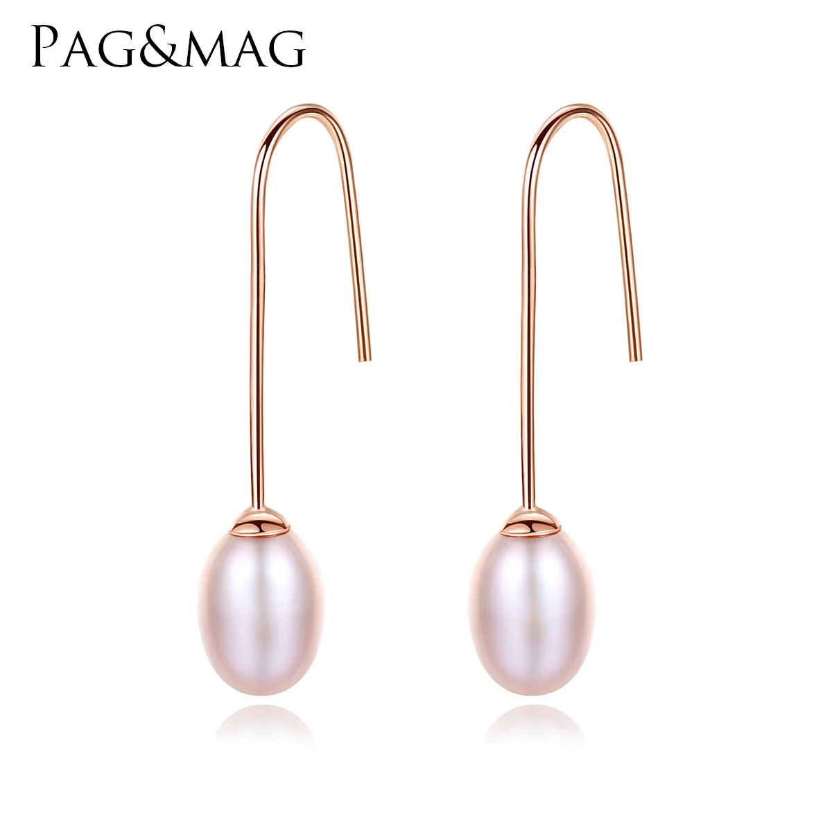 

PAG&MAG Natural Pearl Earrings S925 Sterling Silver Simple Earrings Anti-allergy Ladies Earrings