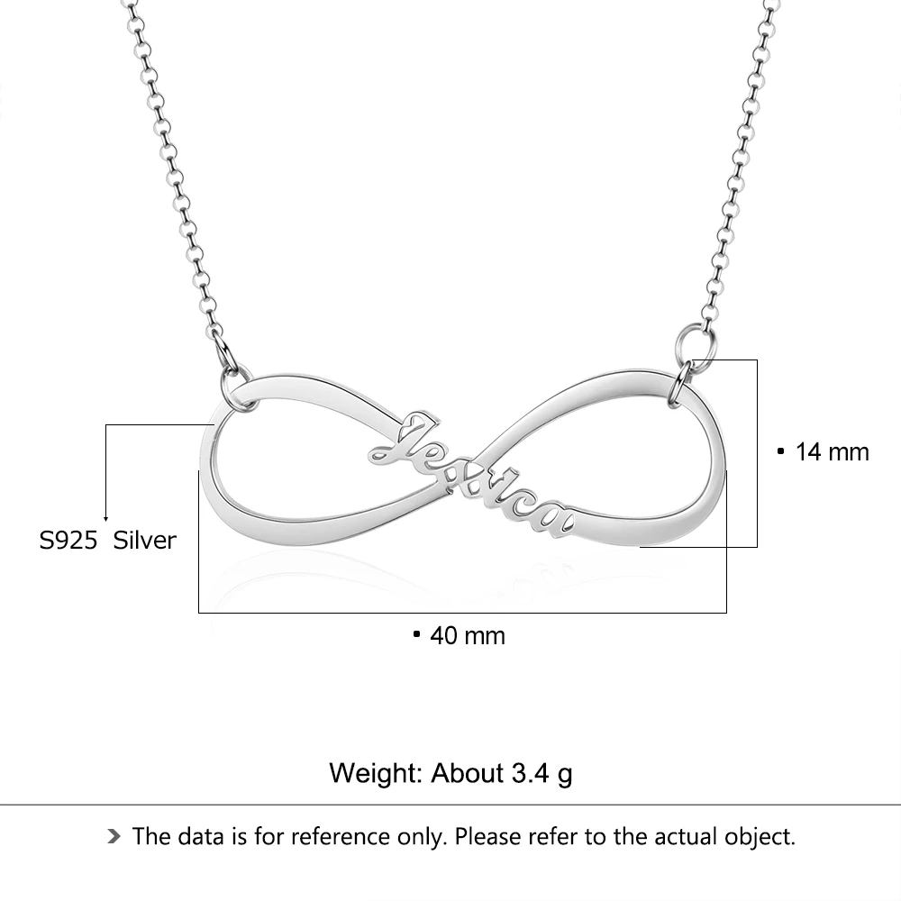 Бесконечность Имя ожерелье персонализированные на заказ с любым именем пластины