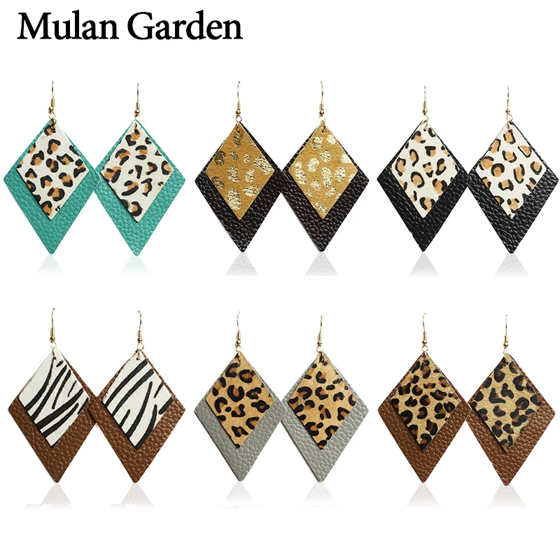 Серьги-подвески женские кожаные геометрической формы с перьями | Украшения и