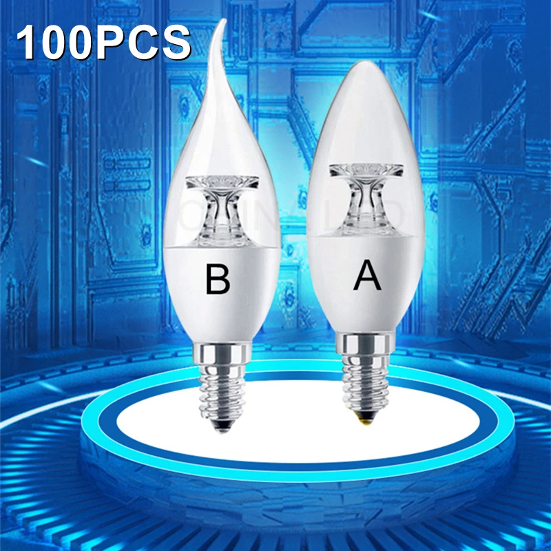 

100PCS 2022 NEW E27 E24 LED Lamp 5W E14 LED Bulb AC110V 220V Chandelier Candle Bulb Clear Crystal LED Light High Luminous C37