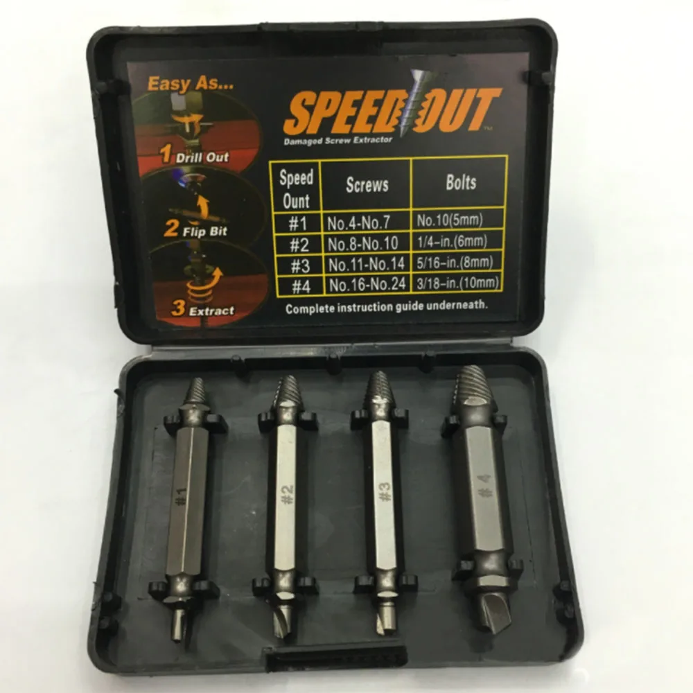 4 шт. набор сверл для извлечения поврежденных болтов 1 #2 #3 #4 # | Инструменты