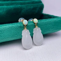 shilovem 18k yellow gold natural white jasper drop earrings classic fine jewelry women wedding gift new plant myme0917551hby