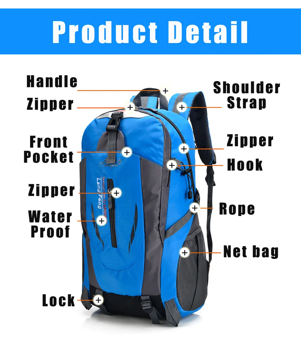 Альпинистская сумка 40 л для мужчин и женщин водонепроницаемый рюкзак рыбалки