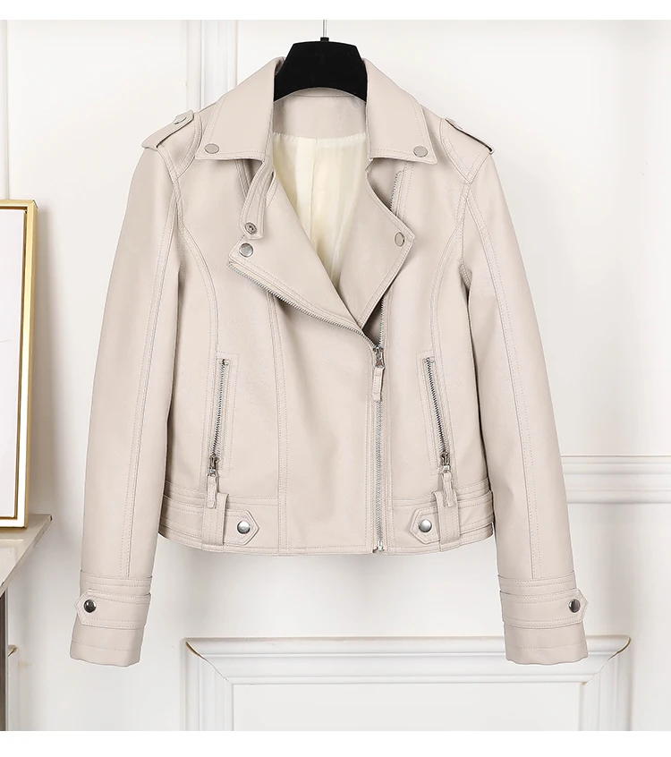 Fashion Slim Women Faux Leather Jacket Casual Biker Motorcycle Jacket Punk Streetwear Spring Autumn Coat Casaco Feminino Jaqueta