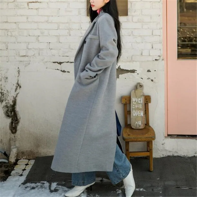 

Long woolen coat female autumn winter high-end thick woolen parka 2019 new Korean big size loose elegant women clothing tops