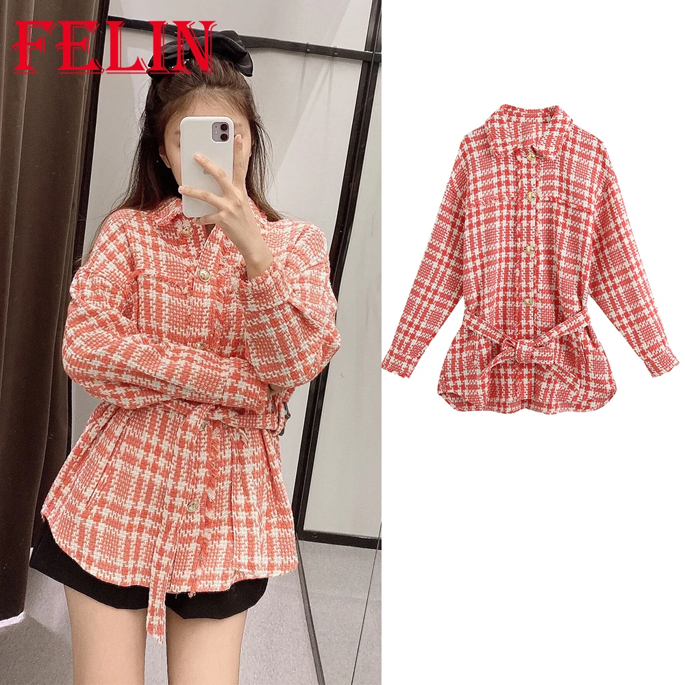 

Женский кружевной Блейзер Za, однотонный коралловый красный облегающий пиджак с длинным рукавом, толстая рубашка оверсайз, осень 2021