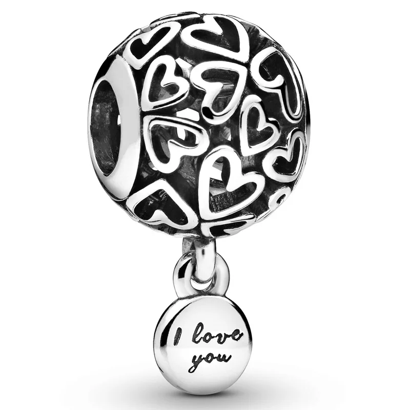 

Оригинальные подвески, серебряные ажурные сердца с надписью «I Love You», подвеска из бисера, подходит для популярного браслета «сделай сам», юв...
