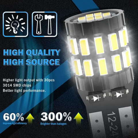 2 шт. T10 W5W Светодиодная лампа Canbus 194 168 Без ошибок 30SMD 3014 Белый Синий Красный Желтый Светодиодный Внутренний Парковочный Свет Для чтения Карта Купольный Свет