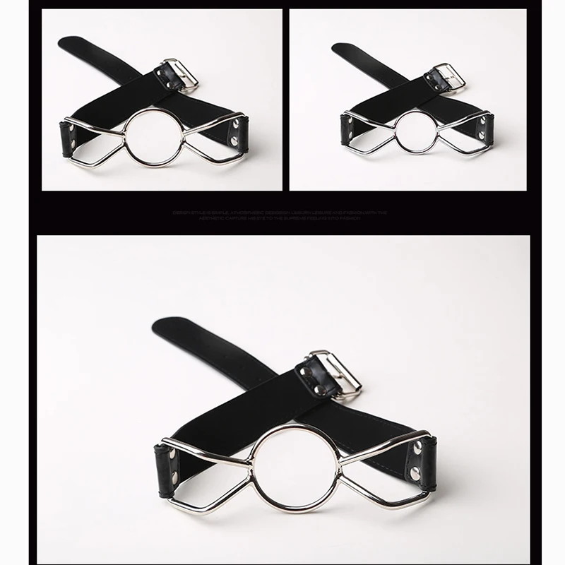 Кожаный кляп с открытым ртом и уплотнительным кольцом Размеры S/M/L эротические