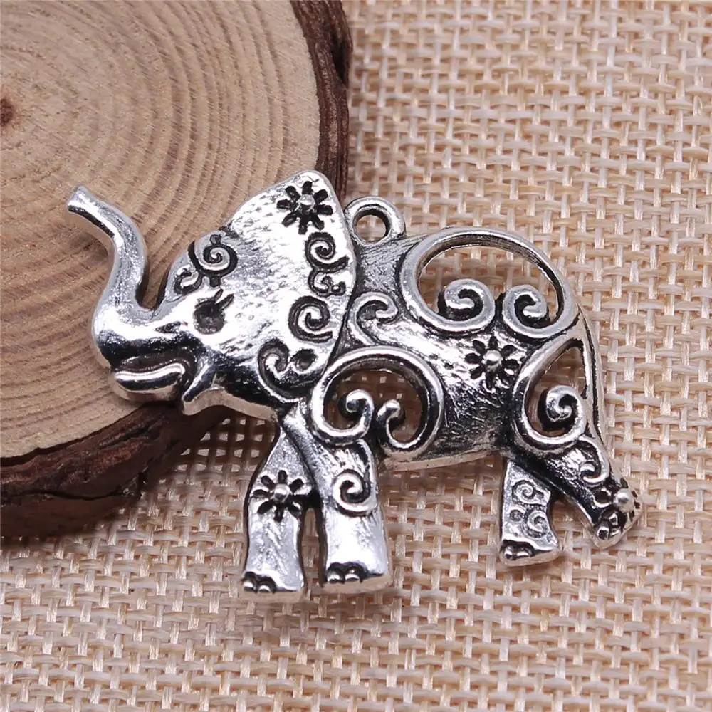 

Earring Charms For Jewelry Making 3pcs Elephant Charms 34x31mm Antique Silver Plated