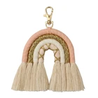 Радужные брелки R2LE, женский брелок ручной работы в стиле бохо, брелок для ключей, подвеска в виде сумки макраме, украшения для автомобиля, подарки