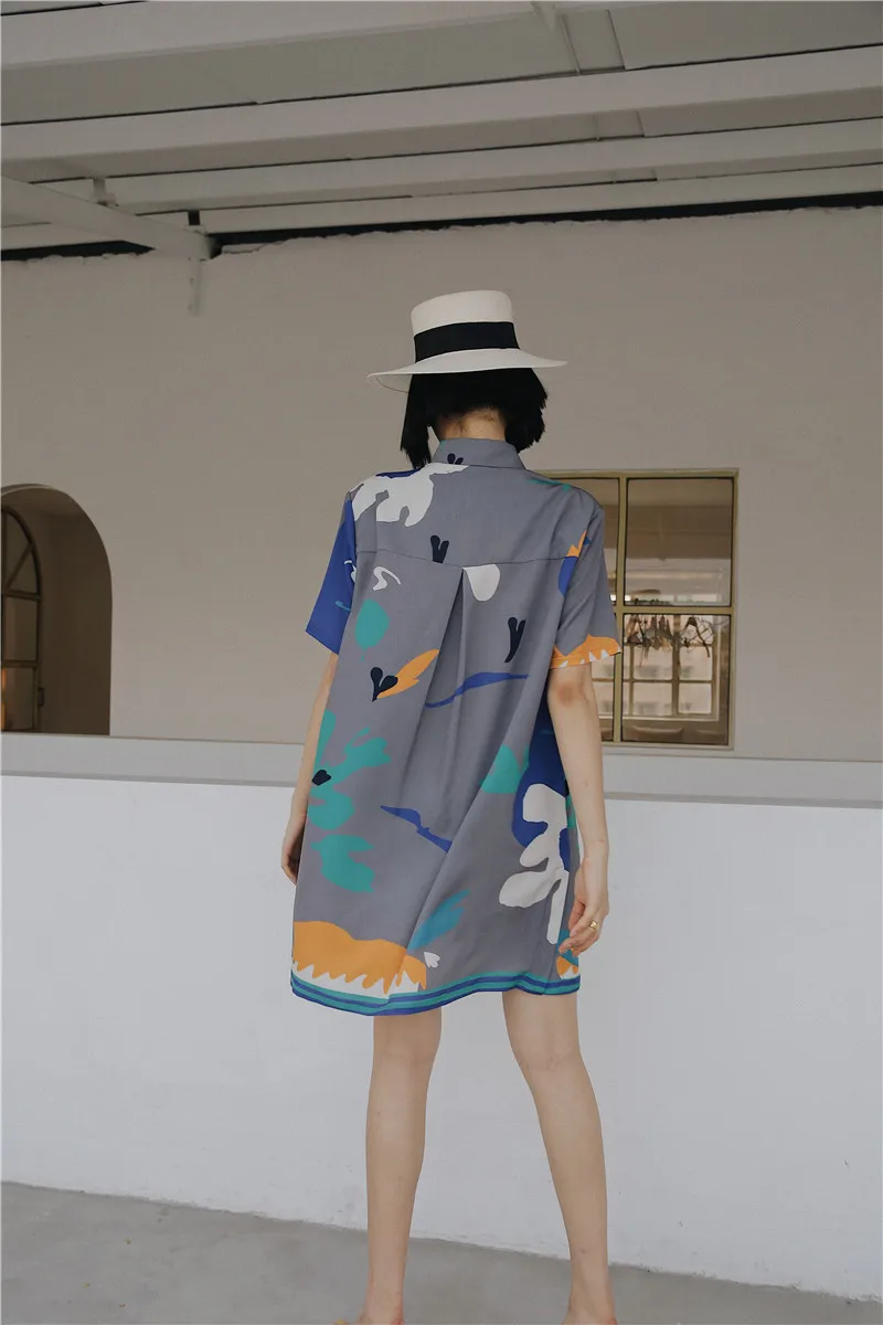 Дизайнерская Цветочная блузка CHEERART Длинные рубашки женская рубашка с коротким