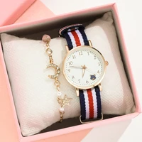 watch for girl students canvas band bear pattern casual women watches simple sport hours luxury ladies wristwatch quartz clock