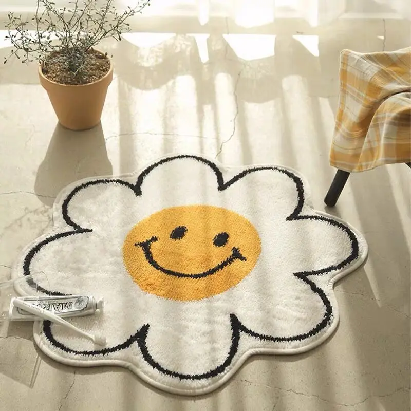 

Ковер с улыбающимся лицом в форме цветка, ковер с подсолнухом для гостиной, спальни, детские Нескользящие напольные коврики