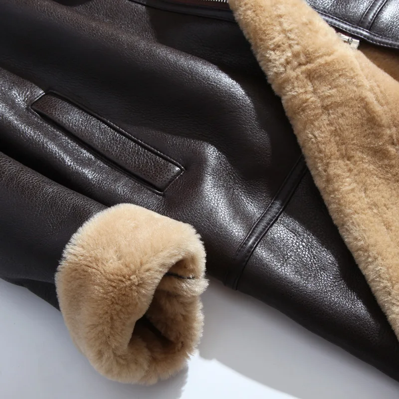 Винтажное зимнее пальто для женщин из овечьей шерсти натуральная кожа с