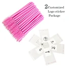 Палочки для туши, расчески для наращивания ресниц, стикер с логотипом под заказ, 100 шт., щетка для ресниц, многоразовые для бровей