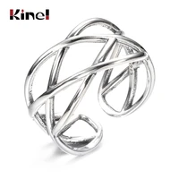 kinel bague real pure 925 sterling silver vintage layered rings for woman jewelry wedding finger open ring bijoux femme