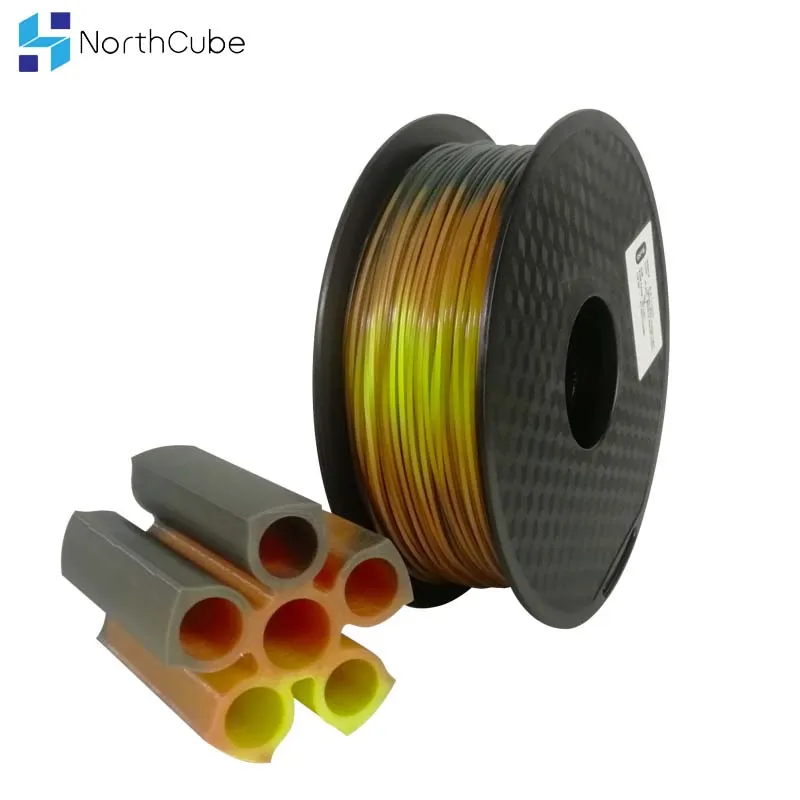PLA 3D Filament Tri Temperature Color Change  Lava 3D Printer Filament, Black to Red to Yellow, 1KG 1.75mm  Tolerance +/-0.05