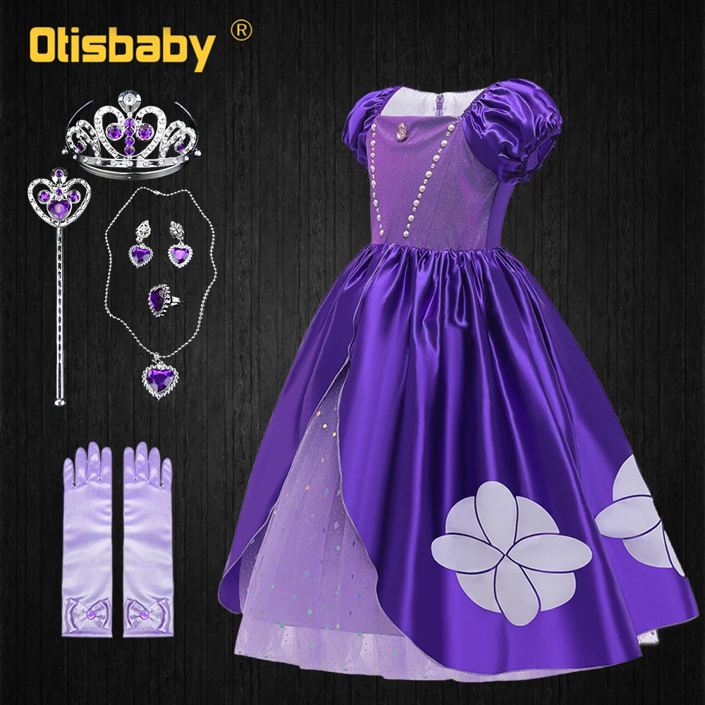 Детские вечерние платья принцессы Софии костюм Рапунцель для малышей элегантные