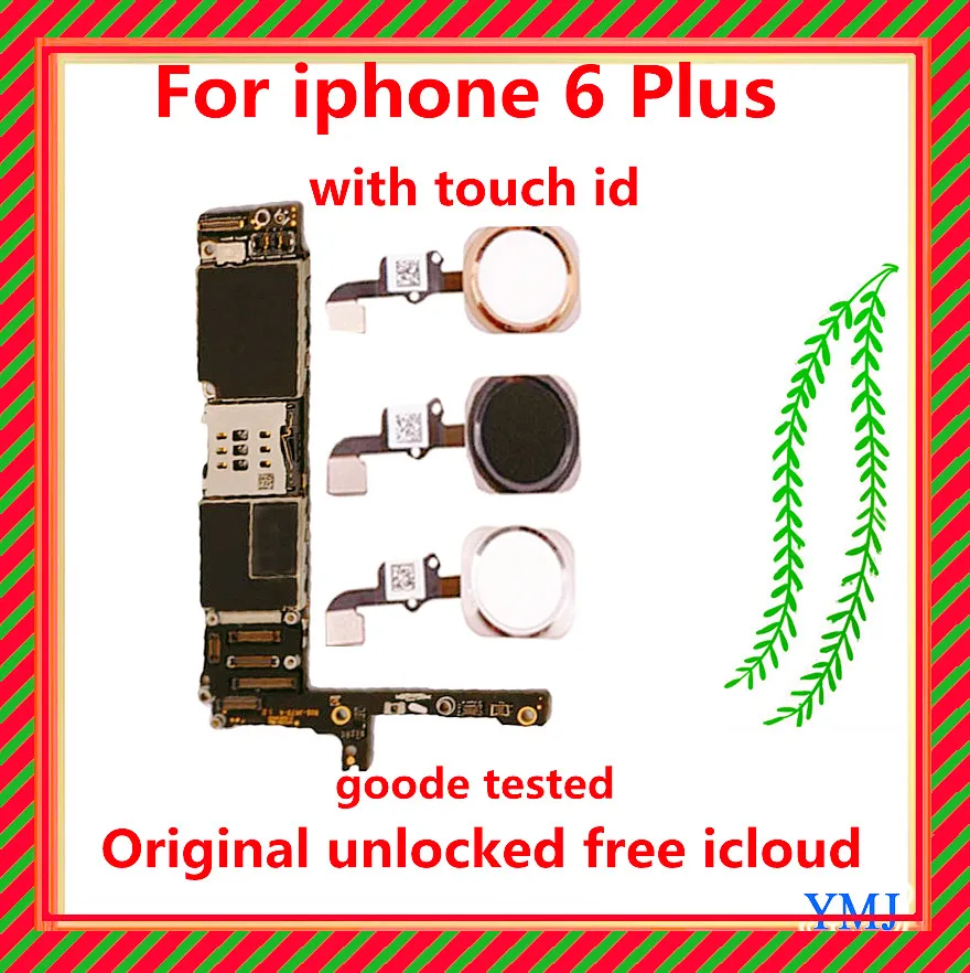 

Original for iphone 6 Plus with touch id unlocked for iphone 6 Plus 64gb 128gb 16gb Logic board Free iCloud with full chips