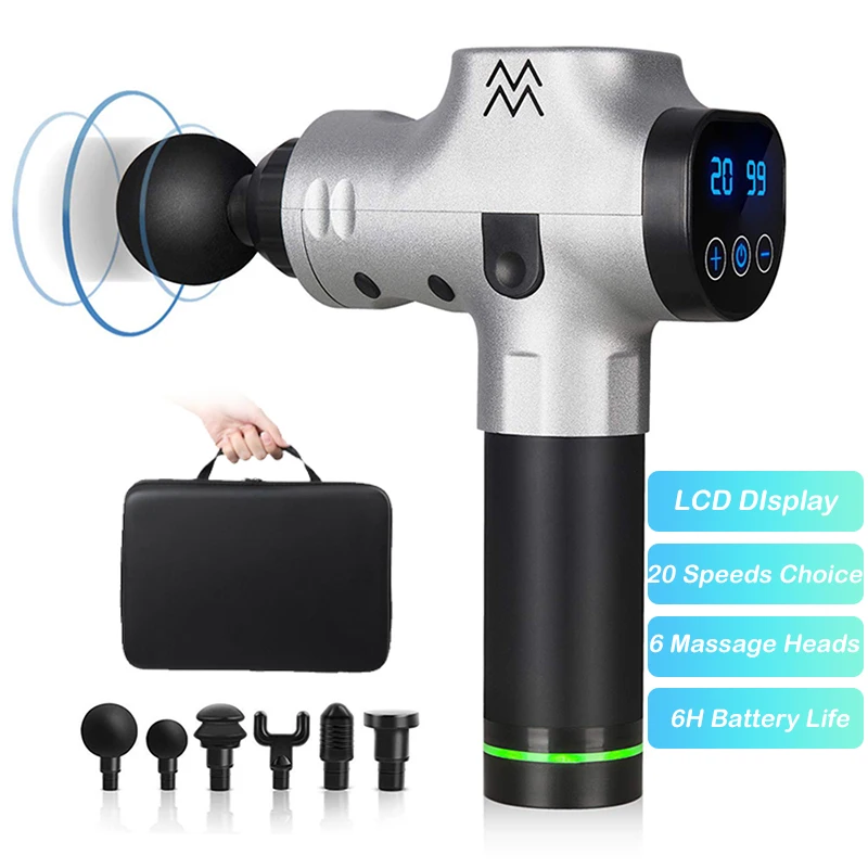 LCD Display 20 Speeds Massage Gun Deep Muscle Massager Muscle Pain Massage Exercising Relaxation Slimming Shaping Pain Relief