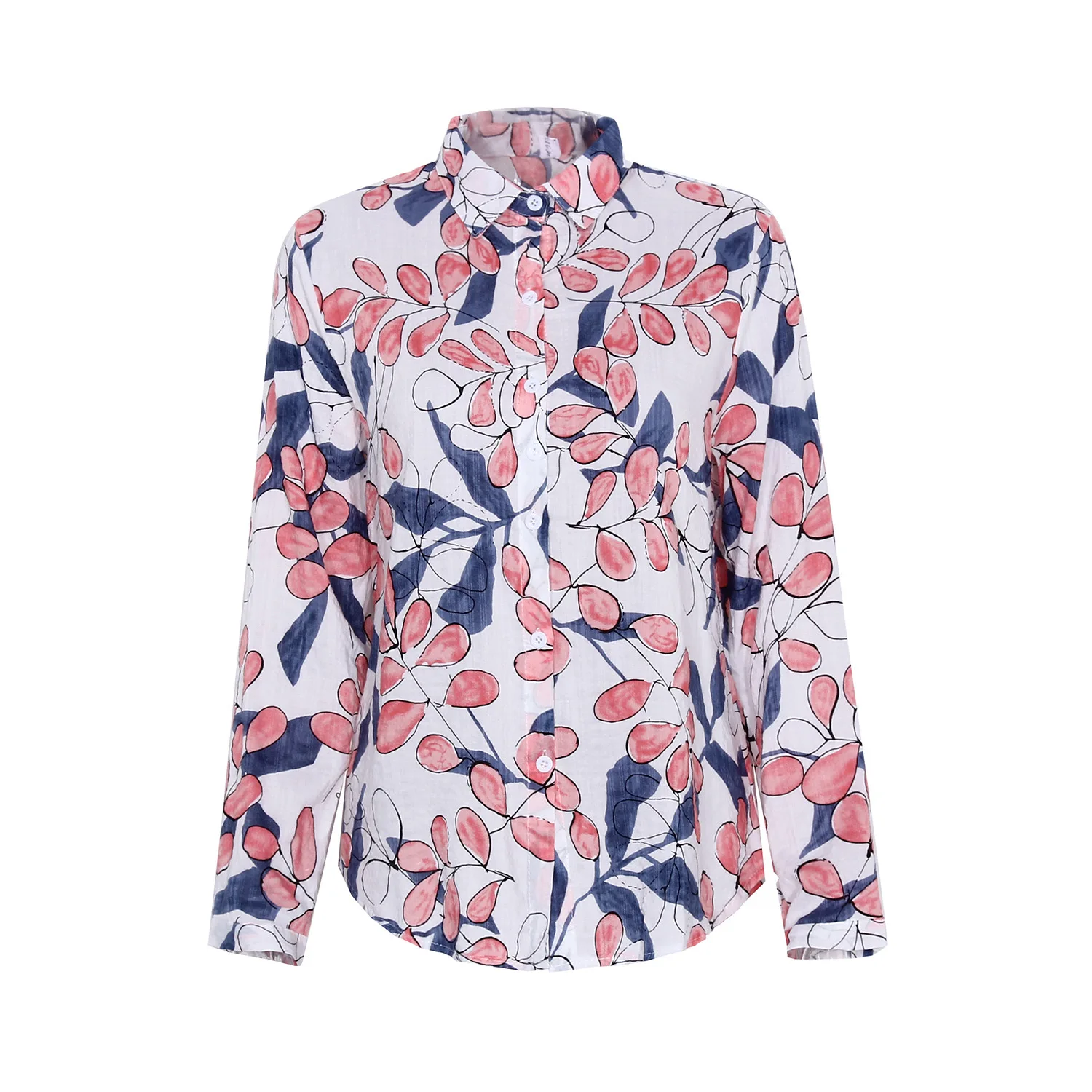 

Fanco 2020 Autumn New Women Blouses Printed Shirt Fashion Leisure Vacation Style Female Long-sleeved Shirt Top Pink Yellow