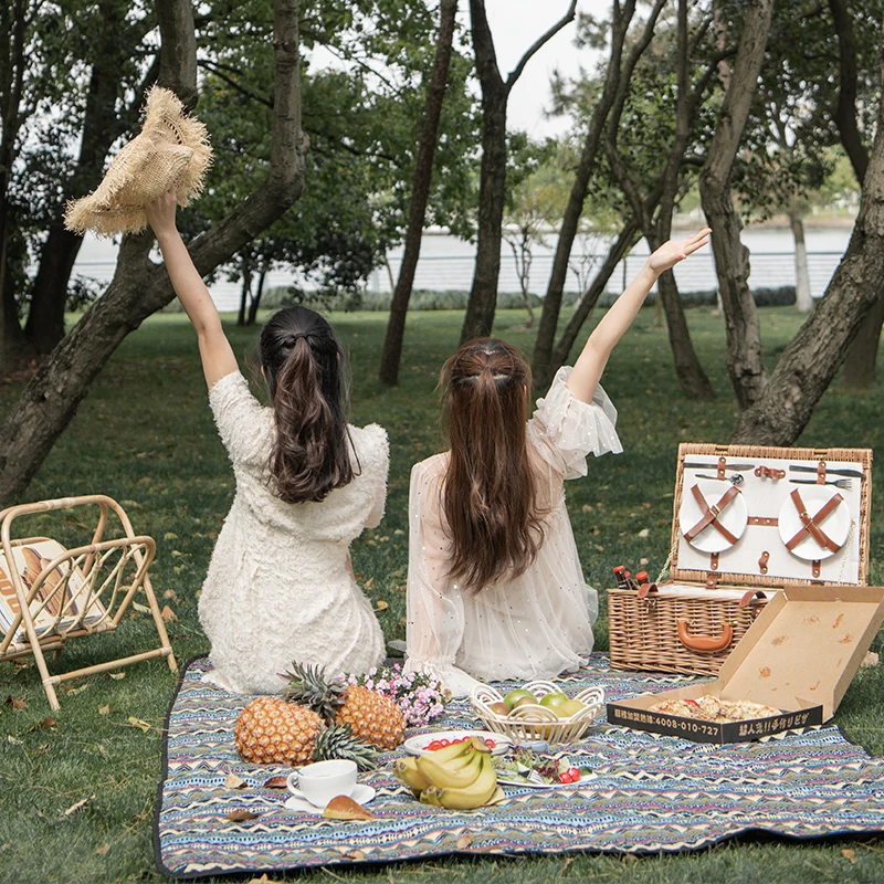 Naturehike Simple Style Picnic Mat Washable Moisture-proof Tent Outdoor Portable Thickening Travel Blanket Polyester Cotton | Спорт и
