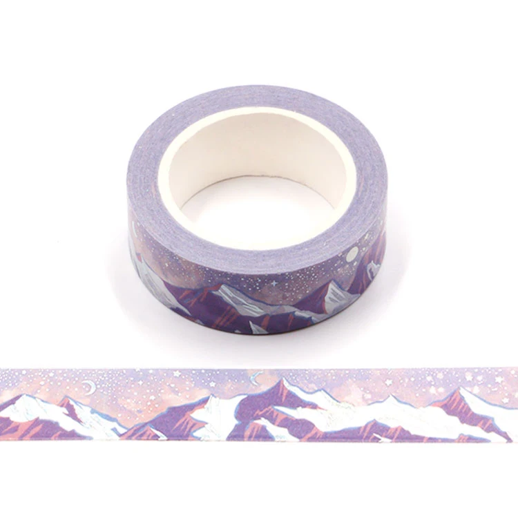 

1PC 15MM*10M Gold Foil Moon iceberg mountain Designs Washi Tape Wide Sticky Adhesive Tape Scrapbooking Album DIY Decorative Tape