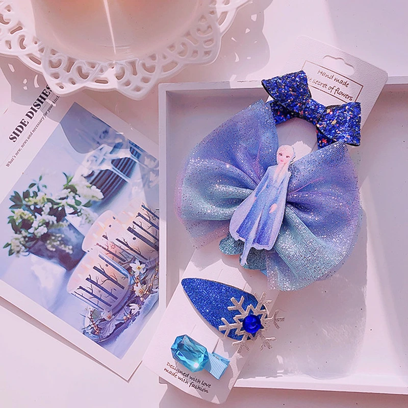 Disney Frozen/комплект из 2 предметов для маленьких принцесс Детские заколки с бантом
